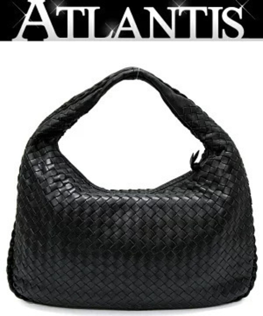 Bottega Veneta Hobo Intrecciato One Shoulder Bag Leather Black